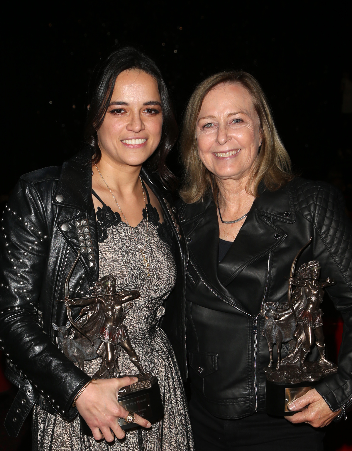 BEVERLY HILLS, CA - APRIL 26: Michelle Rodriguez, Debbie Evans, at the 2018 Artemis Awards Gala at the Ahrya Fine Arts Theater in Beverly Hills, California on April 26, 2018. Credit: Faye Sadou/MediaPunch